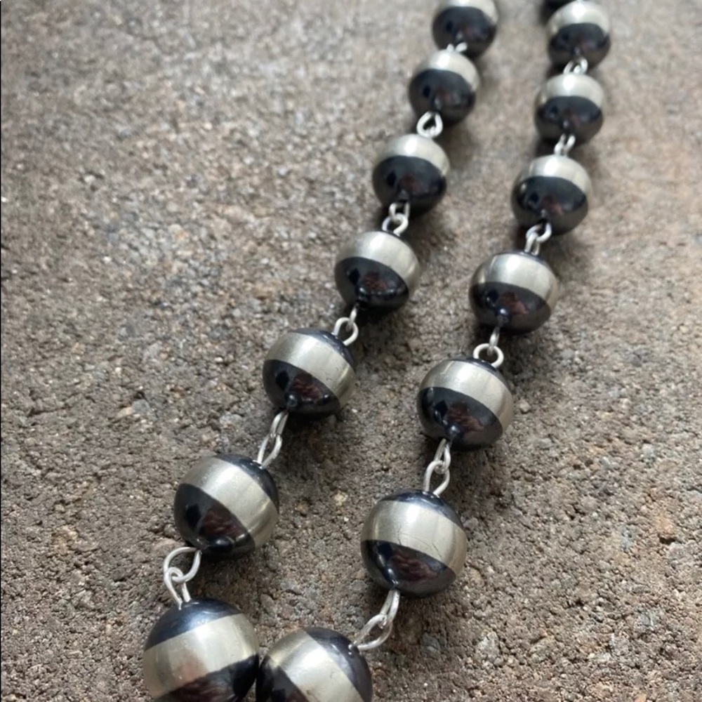 Sterling Silver 16mm Rosary Bead Necklace - image 6